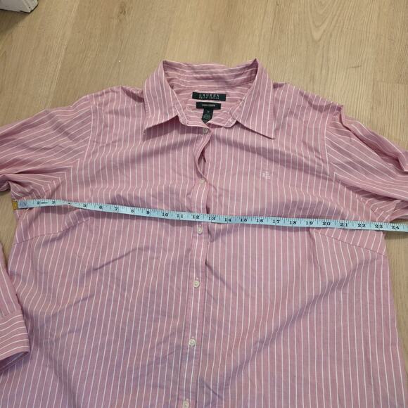 LRL Pink White Stripes Preppy Long Sleeve Button Up Non-Iron Shirt Size 1X - Picture 5 of 7